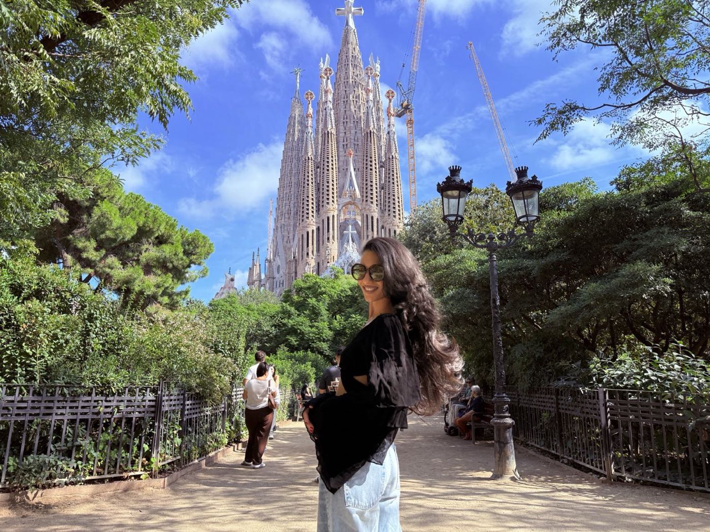Instagram photoshoot posing in front of the Sagrada Família in Barcelona